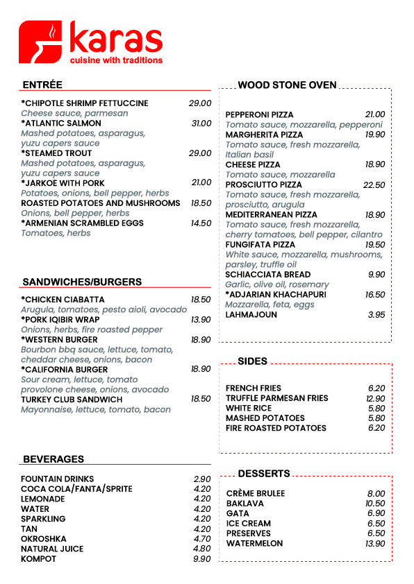 Karas Dine-In Menu image 1